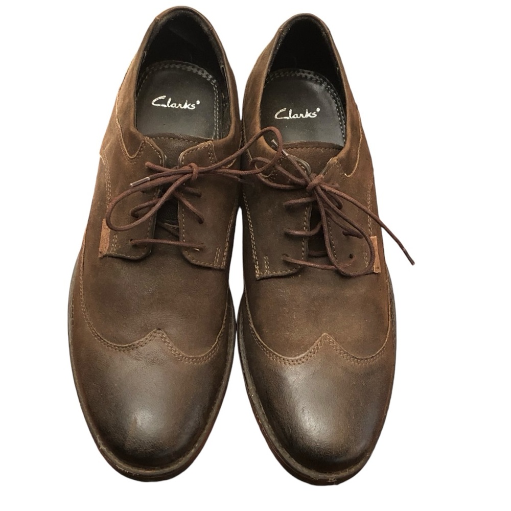 Clark’s Men’s Brown Leather Wing Tip Oxford Casual Dress Shoes